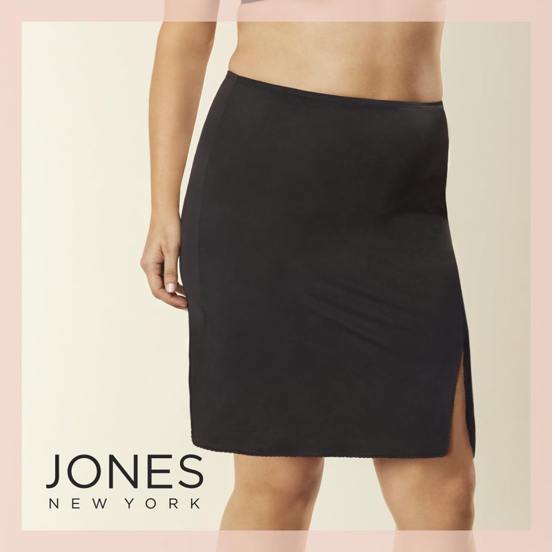 Jones New York Womens Silky Knee-Length Half-Slip Skirt - 23â€ Anti-Cling Under-Dress Slip with Delicate Scallop Lace - X-Large - Black - Image 3